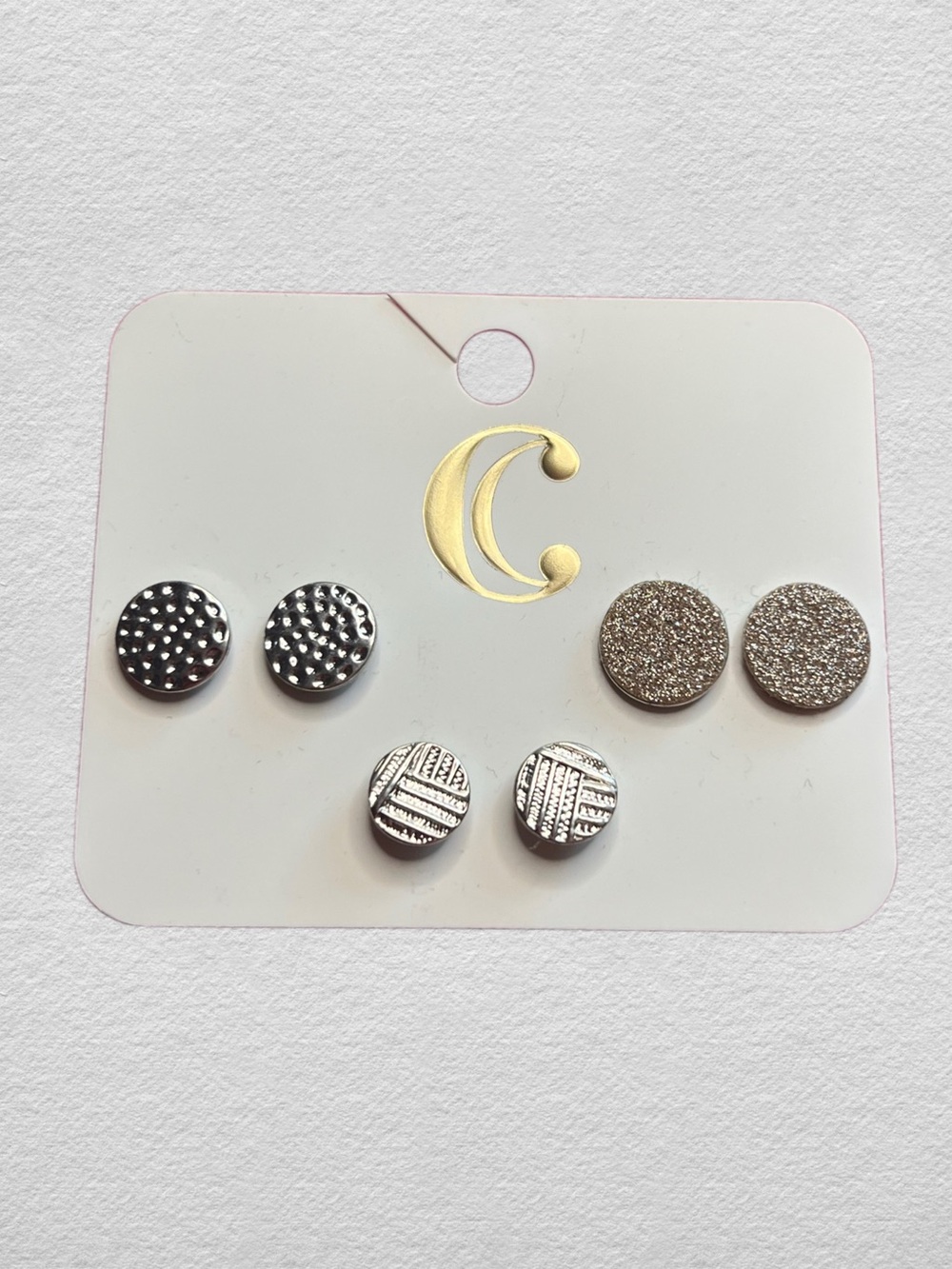 Silver Circles Stud Earring Set